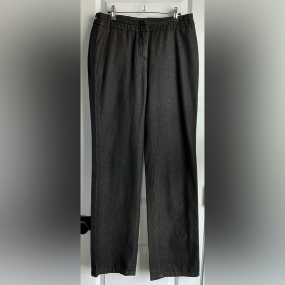 MaxMara Pants - MaxMara Women’s Cotton Charcoal Gray Black Stripe Trouser (Size 12)